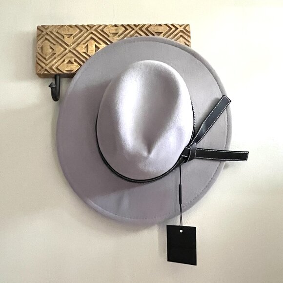 Lot 4 NEW HATS Felt Brim Fedora Panama Black Gray Tan One Size Unisex Gifts - Picture 2 of 11